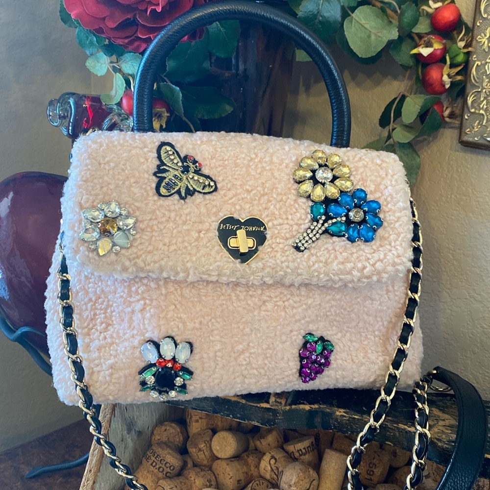 Betsey Johnson Blush Curly Gurl Flap Crossbody